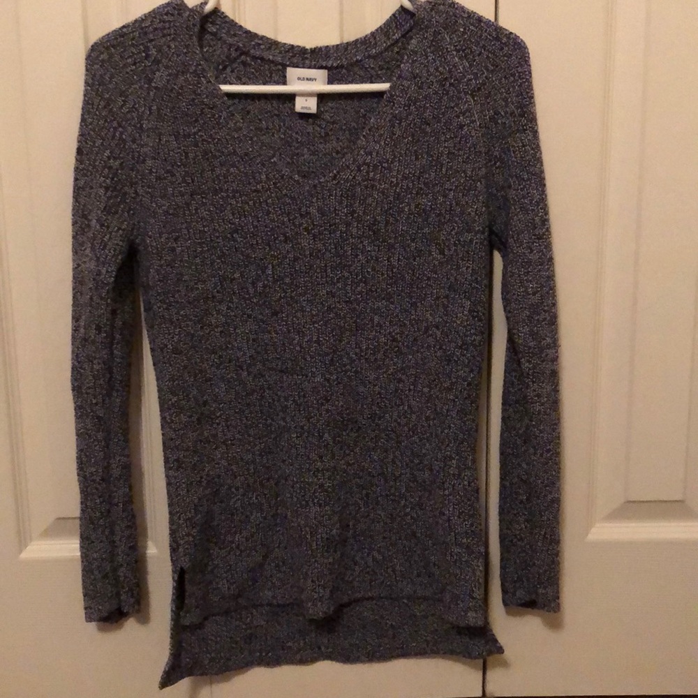Blue V-neck sweater